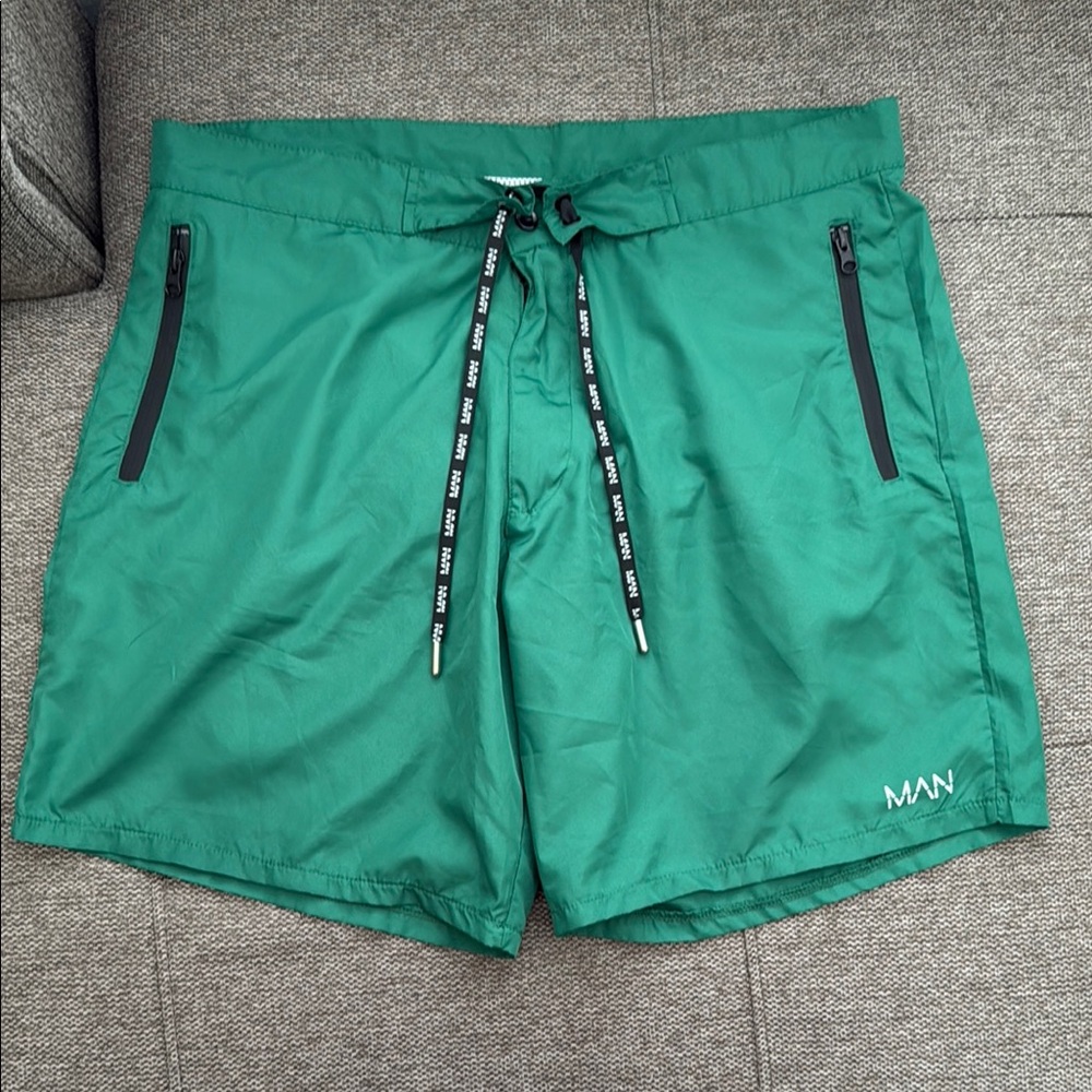 Green Boohoo Man Swim Shorts